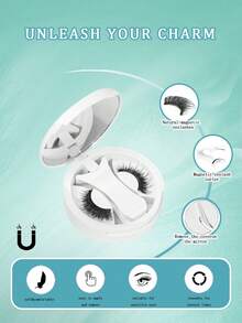 1 Pair Natural E Magnetic False Eyelashes With Eyelash Clip, Soft Magnetic Lashes, No Glue Needed, Reusable, Suitable For Beginners - Black - View 3