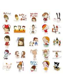 50pcs Abstract Character Cartoon Stickers For Laptop Diy Cell Phone Case  Decorative Stickers3d Decorative Stickers, 11 Phone Case Boy,Diy Phone Case - 多色的 - 查看 8