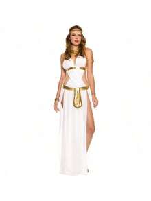 Halloween Costume Adult Size Female Greek Goddess Roman Princess Dress Cosplay Masquerade Outfit - W730 White Dress, Headpiece, Necklace - View 7