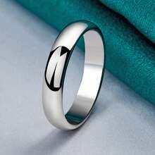 精美925镀银光滑7-10号戒指，女士结婚订婚时尚魅力首饰 - 銀色 - 查看 3