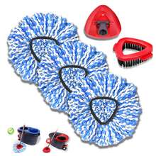 3 Pcs Mop Replace Heads & 1 Scrub Brush & 1 Base Combo For Ocedar Easywring 2-Tank System Microfiber Spin Mop Replacement Head,Machine Washable For Bathroom,Kitchen,Tub And Tile(Blue) - (3+1+1)pcs - 查看 6