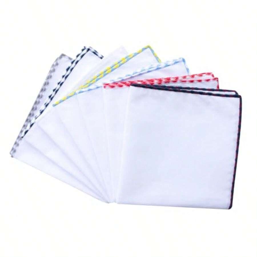 Pack de pañuelos cuadrados de algodón blanco clásico para hombre varios colores - Paquete de 9 - Ver 1