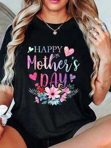 playeras de mujer, Feliz Día de la Madre con Camiseta Floral para Mamá, Abuela y Mamá - Negro - Ver 6