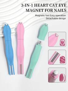 3D爱心磁性美甲凝胶，猫眼效果，双线月牙蛇皮法式美甲，UV吸收磁性美甲棒，DIY美甲沙龙工具，返校季 - 彩色 - 查看 3
