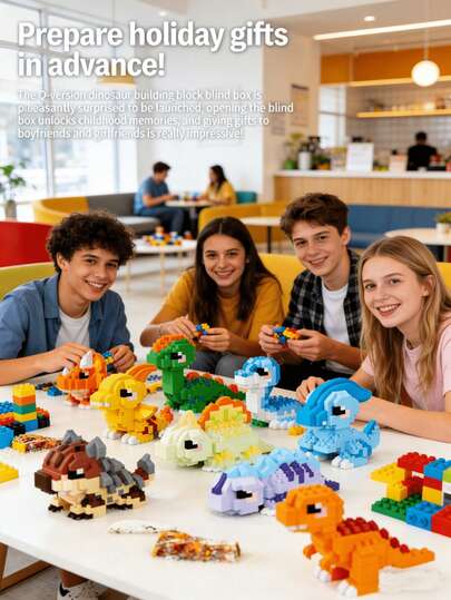 300+PCS/SetQ Version Dinosaur Building Block Assembly Toy, Jurassic Era Themed Dinosaur Toy, Cute Building Block Shape, Suitable As An Excellent Gift For Building Block Enthusiasts, Suitable As Desktop Decoration Ornaments, Party Gifts, Birthday Gifts, Christmas Gifts, Halloween Gifts And Collectibles, Suitable As Holiday Gifts For Boys And Girls.
