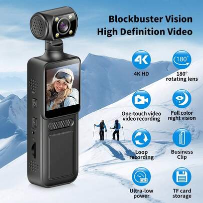1pc 4K Ultra HD Mini Camera With Clip, Portable Camera With Night Vision, Motion Detection, Loop Recording, Full Color Night Vision, Suitable For Outdoor Sports, Cycling, Travel, Work Recording, Home Security Nanny Camera
