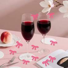 8Pcs Acrylic Wine Glass Tags Purple Butterfly Pink Bowknot Cat Rose Pink Cherry Blossoms Drink Markers For Cups Reusable Blank Drink Charms For Birthday Wedding Party Decoration Accessory - 蝴蝶結 - 查看 5