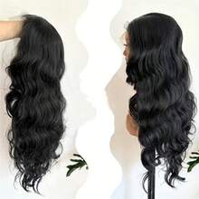 13x4 高清蕾丝前假发，预先拔毛，Futura Hair 长款蕾丝前假发，黑色水波纹蕾丝假发，合成材质，佩戴方便，适合日常佩戴，长波纹蕾丝前假发，适合日常派对和角色扮演。 - 彩色 - 查看 7