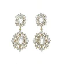 一对奢华复古水晶宝石吊坠耳环，女士派对首饰 - 白色 - 查看 3