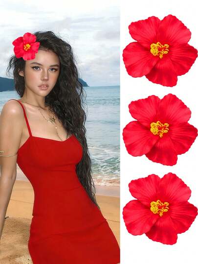 1/3pcs Lilies Flower Hair Clips Lily Hair Clips Hawaiian Flower Hair Clips, Back To School Women Artificial Flower Hair Clips,Summer Plumeria Hair Clips, Suitable For Holiday Beach Party, Summer Tropical Flower Hair Accessories, Wedding Party, Holiday Gifts For Girls
