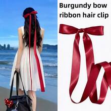 1pc Women's Minimalist Versatile Extra Long Bowknot Ribbon Hair Clip - Multicolor - View 6