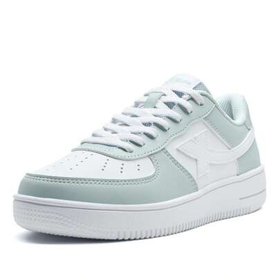  XTEP 空军一号风格运动鞋 | 女士夏季休闲鞋，厚底多功能运动鞋，雾绿/新白滑板鞋