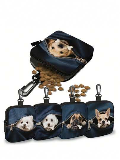 Various Personalized Dog Training Bags With Puppy Patterns, Hands-Free Dog Treat Bags With Clips, Dog Poop Bag Holders For Traveling Or Outdoor Use With Zipper Design To Prevent Leakage