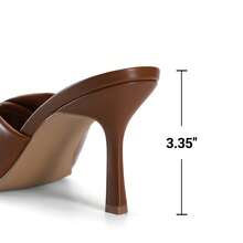 Women High Heels Stiletto Mule Sandals, Sexy Open Toe Slip On Sandals For Party Dressy Prom Wedding Casual Wearing - 棕色 - 查看 3
