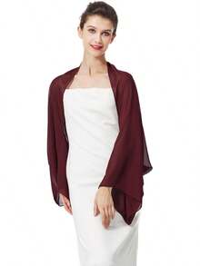 Bridal Wedding Chiffon Shawl Shrug With Arm Hole Bridesmaid Cover Up Evening Party Summer Shawl - 芭蕾粉紅 - 查看 7