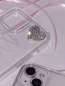 2pcs Silver Heart & Star Shaped Hooks, Portable With Adhesive Back To Prevent Falling Off, Fashionable And Elegant - Sparkling Heart - View 5