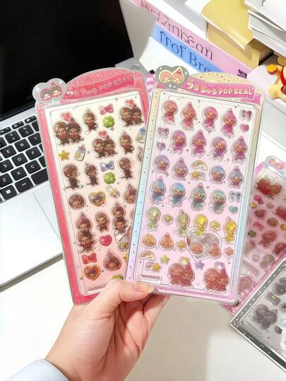 1 miếng dán 3D lập thể, miếng dán trang trí bằng nhựa epoxy pha lê, thích hợp để trang trí điện thoại, máy tính xách tay, cốc, miếng dán sáng tạo.