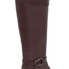 Women's High-Top Riding Boot With Texture, Classic Style, Elegant, Casual, Chic And Stylish, For Autumn/Winter - Capuchino - Ver 6