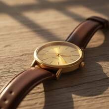 Men's Minimalist Business Quartz Watch Elegant Leather Strap Gold Case Beautiful Gold Dial - 金色 - 查看 3