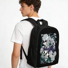 Anime Floral School Backpack, Waterproof Lightweight Bookbag, Large Capacity Backpack For Teens Casual Daypack, For Elementary Middle School Gothic Gothic - Sets - View 3