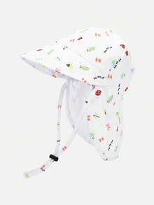 1顶儿童/幼儿卡通动物印花防晒帽，带可调节下巴带，适合沙滩和户外夏季佩戴 - 1PC - 查看 11