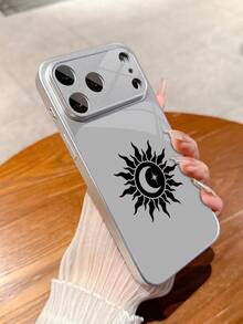 1pc New Mysterious Crescent Moon & Sunburst Star Pattern Luxury Large Window Tempered Glass Camera Lens Protection Phone Case Compatible With IPhone 17/17Pro/17ProMax/17Air/16/16Pro/16ProMax/16Plus/15/15Plus/15Pro/15ProMax/14/14Plus/14Pro/14ProMax/13/13Pro/13ProMax/12/12Pro/12ProMax/11/11ProMax, Matte Anti-Fall, Full Coverage Metal Paint Premium Protection Cover - Multicolor - View 4