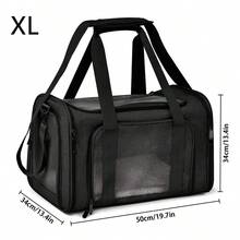 1pc Foldable Breathable Cat Carrier Bag, Portable Pet Tote Handbag For Small Dogs - Black - View 12