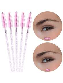 200支/100支一次性睫毛刷睫毛延长睫毛膏刷子螺旋刷工具套装口红唇彩刷化妆工具 - 彩色 - 查看 6