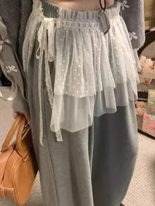 Women's Lace Mesh Tie-Up Fake Layering Hem, Elegant Skirt Extender For Dress & Skirt - Multicolor - View 3