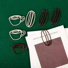 25pcs Coffee Bean Shaped Metal Paper Clips - Beige/Brown, Ideal For Office/Home Organization, Cute & Fun, Perfect For Coffee Lovers, Practical Stationery, Suitable For Planners/Notebooks, Ideal Gift For Coffee Enthusiasts And Collectors - 25pcs-mix - View 6