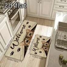 1pc/2pcs/3pcs Cat Welcome Kitchen Rug - Non-Slip, Washable, Stain-Resistant, Lightweight Polyester Fiber Mat, Anti-Fatigue Flannel Carpet (Suitable For Living Room, Dining Room, Bedroom, Bathroom) Soft Polyester Fiber Entrance Mat, Dirt And Wear-Resistant Rectangle Carpet - Multicolor - View 8