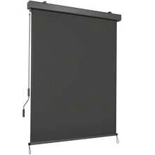 Vertical Awning, Extendable Vertical Awning, With Awning Cassette, Sun Protection, UV-Resistant, Wind Protection And Privacy Protection With Hand Crank, Beige - Dark Grey - View 4