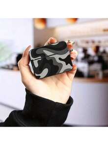 黑色和灰色迷彩波浪纹硬壳保护套，适用于苹果无线耳机盒，防刮擦、防摔。 - 黑色 - 查看 12