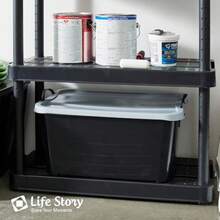 6 Pack Heavy Duty Stackable Storage Bin 55 Quart Home Organizer Versatile Lightweight Locking Bins with Carrying Handles Black/Gray - Negro/gris de alta resistencia - Ver 6