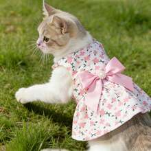 Small Dog & Cat Romantic Floral Print Suspender Dress, Breathable Lightweight Spring/Summer Pet Princess Outfit - Multicolor - View 2