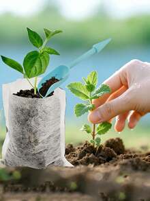 30pcs/100pcs White Non-Woven Fabric Seedling Bags, Seedling Cups, Thickened Nursery Pots, Garden Planting Bags, Suitable For Household Flowers, Plants, Soil Transplanting, Seedlings And Grafting, Flower And Vegetable Seed Starter Bags - One Size Fits All - View 4