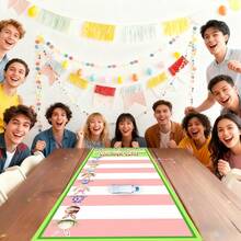 1pc Game Table Runner With Festive Themed Designs,Colorful Striped Interactive Tablecloth,Lucky Game Tablecloth Decor,For Festivals, Family Gatherings & Celebrations,Indoor Entertainment Party Decorations - Scrolling Table Runner - View 3