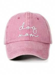 1pc Outdoor Embroidered "Dog Mom" Washed Baseball Cap, Adjustable Sun Protection Casual Hat Suitable For Spring/Autumn Travel, Versatile Unisex Sunhat, Y2K Style For Young People - A - View 3