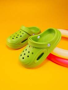 Kids Fashionable Versatile Durable Breathable Hollow Clogs, Children Beach Sandals, Kids Sandals - Green - View 6