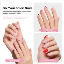 Beetles Tipex Lite Pre-Built Apex Nail Tips Kit, Stiletto Medium, With Tipex Nail Glue,  All-In-One Gel Nail Kit - Almond Short 224pcs (Tipex Nail Kit) - 查看 2