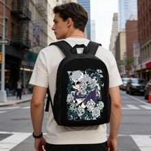 Anime Floral School Backpack, Waterproof Lightweight Bookbag, Large Capacity Backpack For Teens Casual Daypack, For Elementary Middle School Gothic Gothic - Sets - View 2