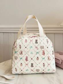 Portable Insulated Lunch Bag; Student Thickened Cute Lunch Fruit Bag; Cartoon Bear Irregular Print Lunch Bag - Multicolor - View 10