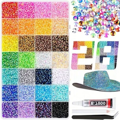 3mm, 4mm, 5mm Shiny Crystal Rhinestones In Mixed Colors, With Tweezers, Suitable For Handmade Crafts, Decoration, Clothing, Cups, Shoes, Fabrics And DIY Projects