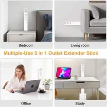 Telescopic Outlet Extender With 2 AC Outlets, USB‑A And USB‑C Ports, 180° Rotating Wall Plug, Ideal For Hard-To-Reach Areas Behind Nightstands, Sofas And More (1 Pack) - US B Type Plug(110-127V) - View 4
