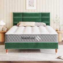 Upholstered Double Bed With Slatted Base, 140x200cm, Upholstered Bed Frame With Headboard, In Linen, For Adults And Teenagers (With Mattress) - Green - View 5