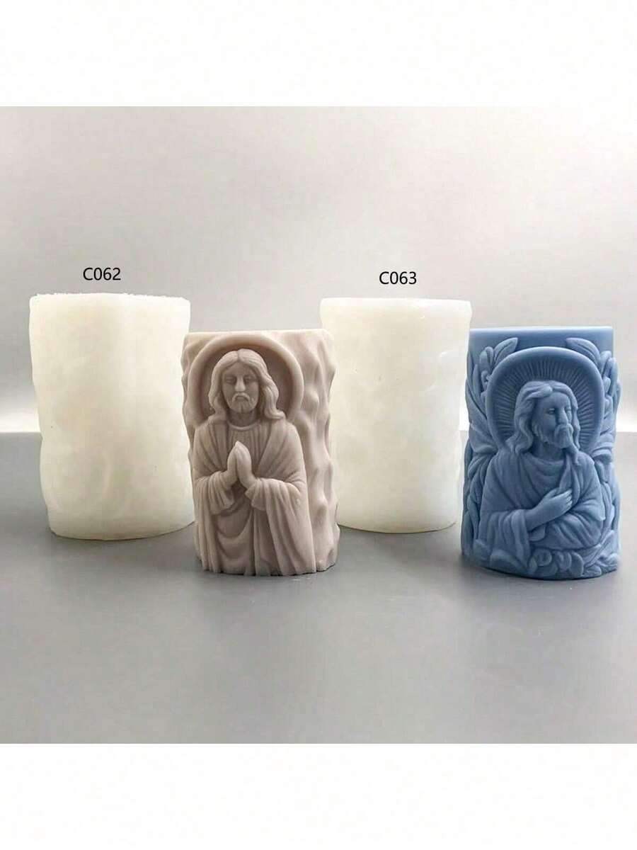 Khuôn silicon hình trụ tạo hình Chúa Giê-su, khuôn silicon đa năng tự làm nến sáp, thạch cao, dùng trong liệu pháp hương thơm. - Chúa Giê-su - Xem 1