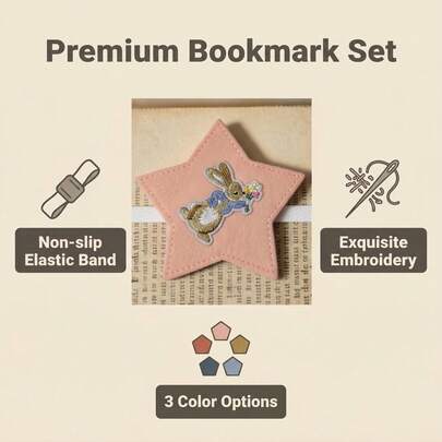 5-Pointed Star Bookmark, Rabbit Cartoon Bookmark, Multi-Color Sewing Bookmark