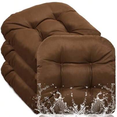 Barydat - 4 cojines para silla al aire última intervensión 18.9 x 18.9 pulgadas impermeables protección solar muebles de patio cojín de asiento con esquina redonda para interiores café