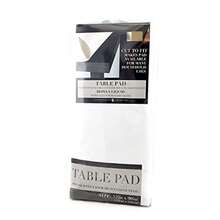 Felt Back Vinyl Table Pad 52" x 90" Cut-to-Fit Waterproof Table Protector with Flannel Backing Heat-Resistant Dining Pad for Daily or Under Tablecloth Use - Blanco - Ver 7