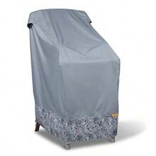 Classic Accessories Vera Bradley by Water-Resistant Stackable Patio Chair Cover 26 x 34 x 45 Inch Rain Forest Toile Gray - Toile gris de selva tropical - Ver 1